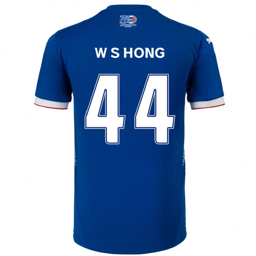 Danxen Hombre Camiseta Sang-Won Hong #44 Blanco Azul Real 1ª Equipación 2025/26 La Camisa México