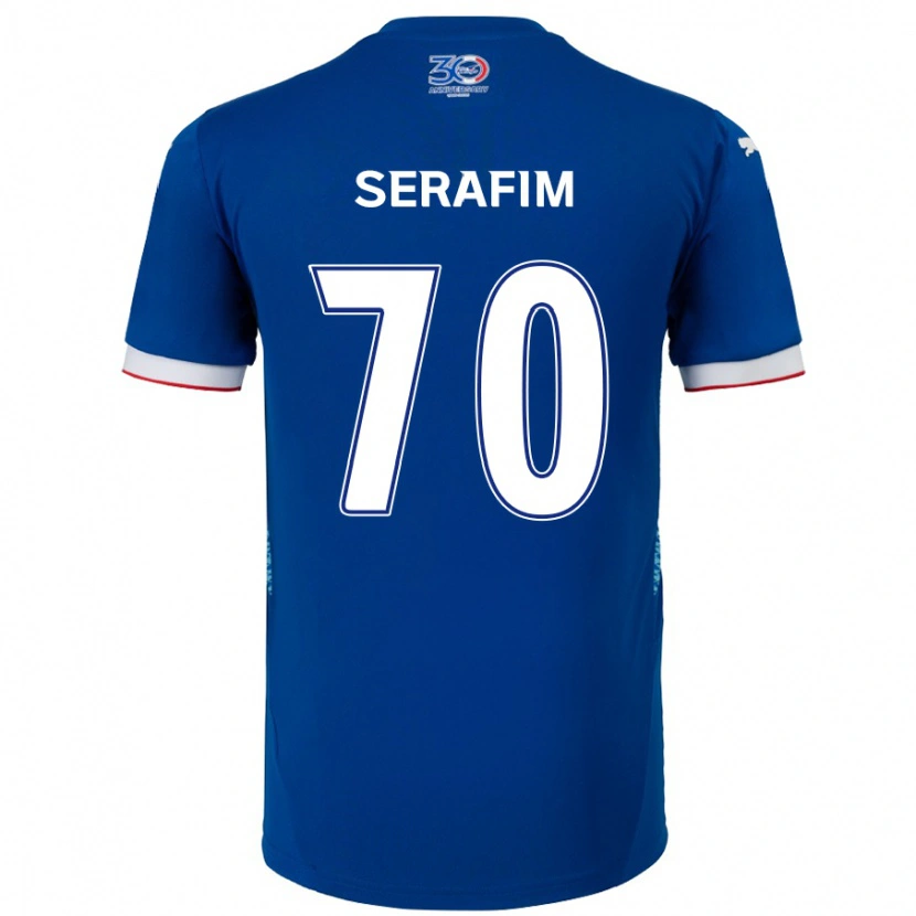 Danxen Hombre Camiseta Matheus Serafim #70 Blanco Azul Real 1ª Equipación 2025/26 La Camisa México