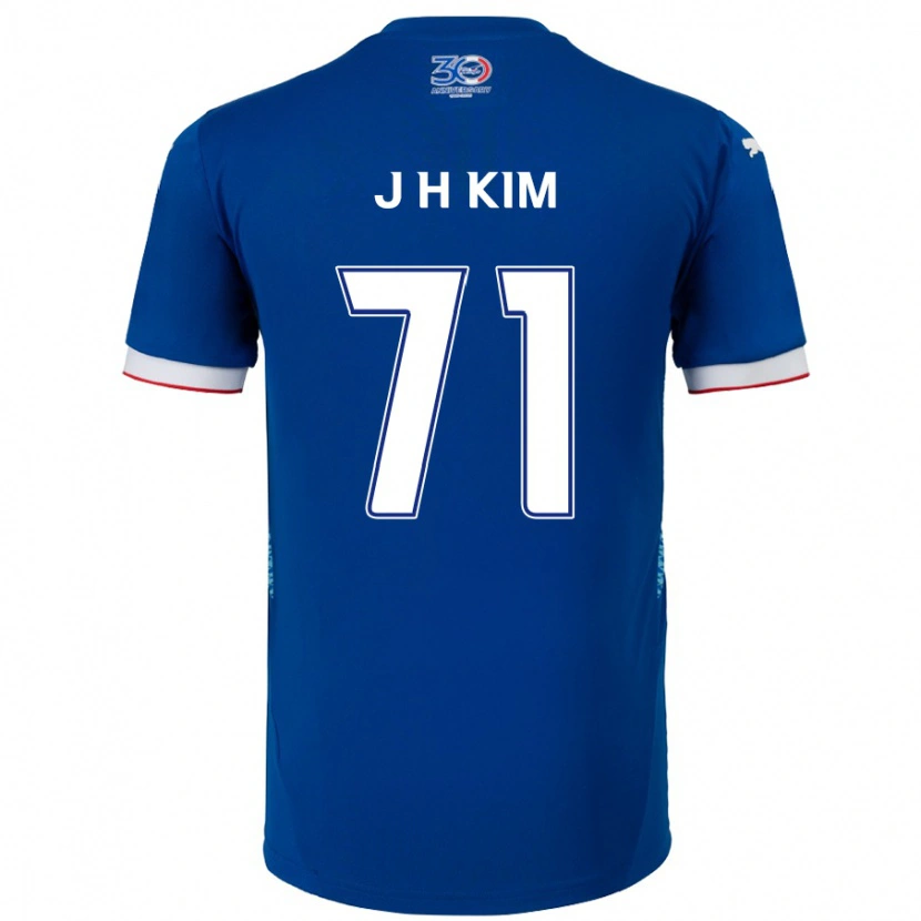 Danxen Hombre Camiseta Ji-Ho Kim #71 Blanco Azul Real 1ª Equipación 2025/26 La Camisa México