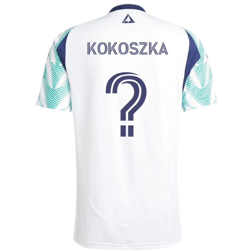 Danxen Hombre Camiseta Ayden Kokoszka #0 Blanco Azul 2ª Equipación 2025/26 La Camisa México