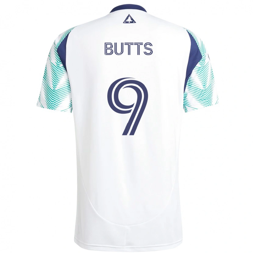 Danxen Hombre Camiseta Liam Butts #9 Blanco Azul 2ª Equipación 2025/26 La Camisa México