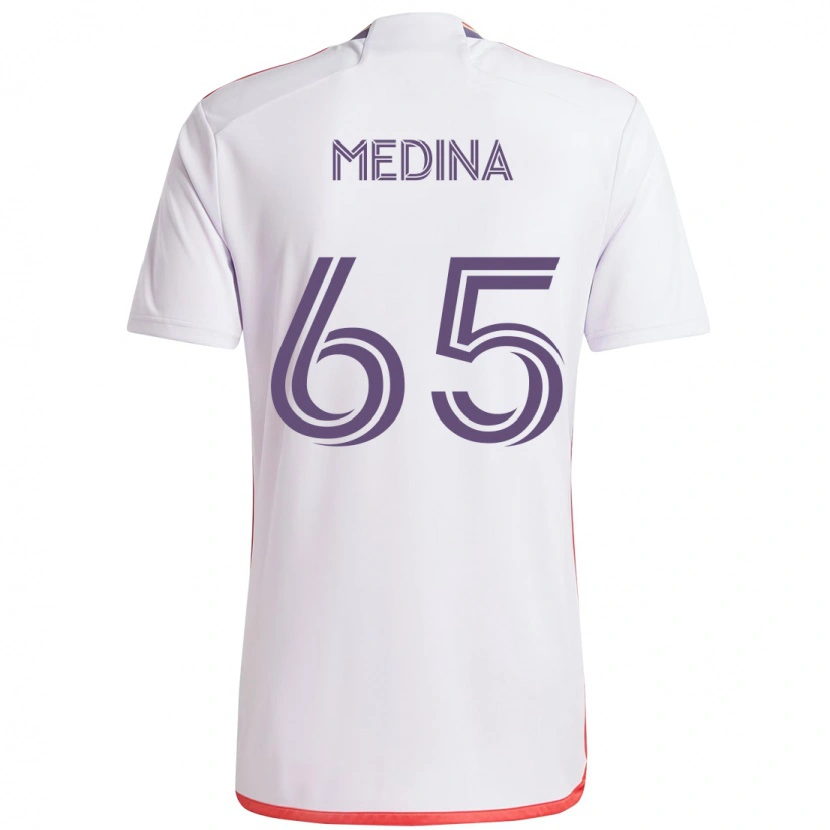 Danxen Hombre Camiseta Cristian Medina #65 Blanco Morado 2ª Equipación 2025/26 La Camisa México