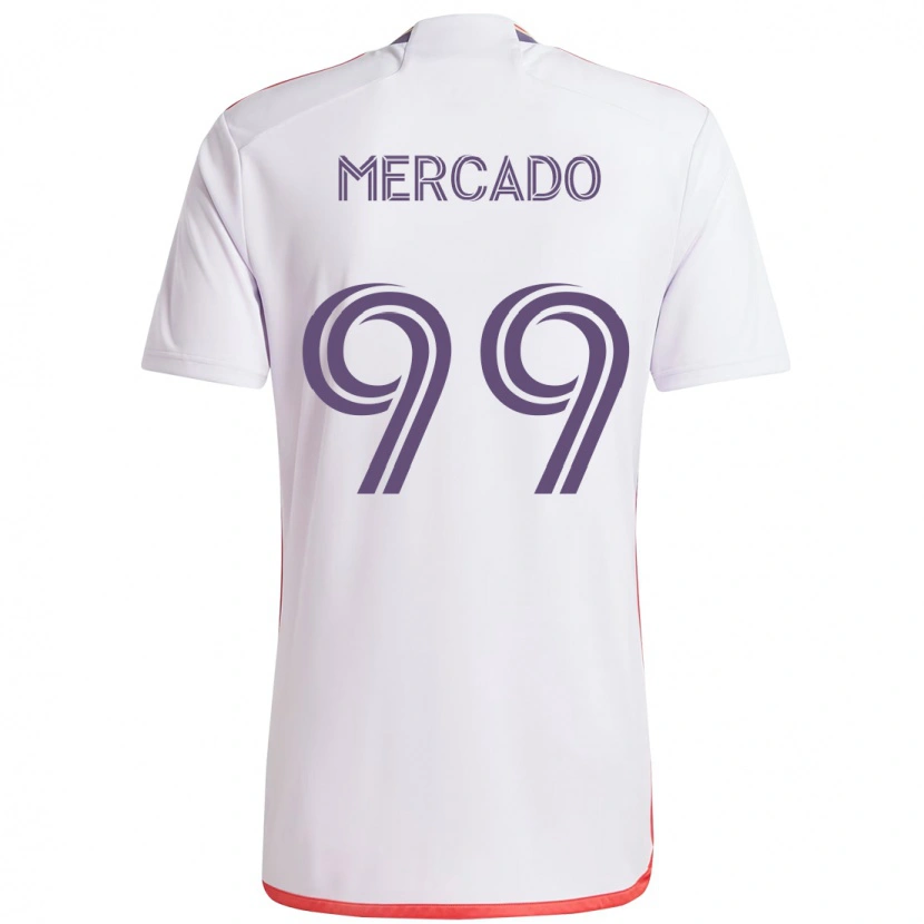 Danxen Hombre Camiseta Carlos Mercado #99 Blanco Morado 2ª Equipación 2025/26 La Camisa México
