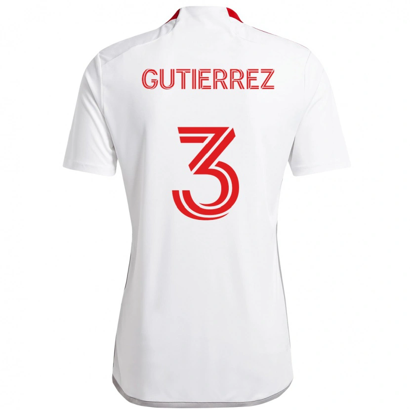 Danxen Hombre Camiseta Cristián Gutiérrez #3 Rojo Blanco 2ª Equipación 2025/26 La Camisa México
