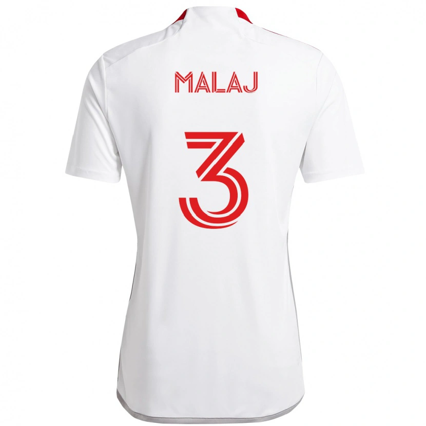 Danxen Hombre Camiseta Albert Malaj #3 Rojo Blanco 2ª Equipación 2025/26 La Camisa México