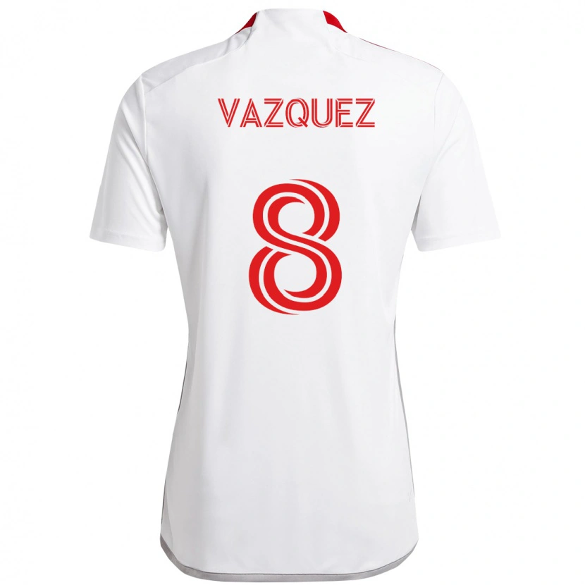 Danxen Hombre Camiseta Víctor Vázquez #8 Rojo Blanco 2ª Equipación 2025/26 La Camisa México