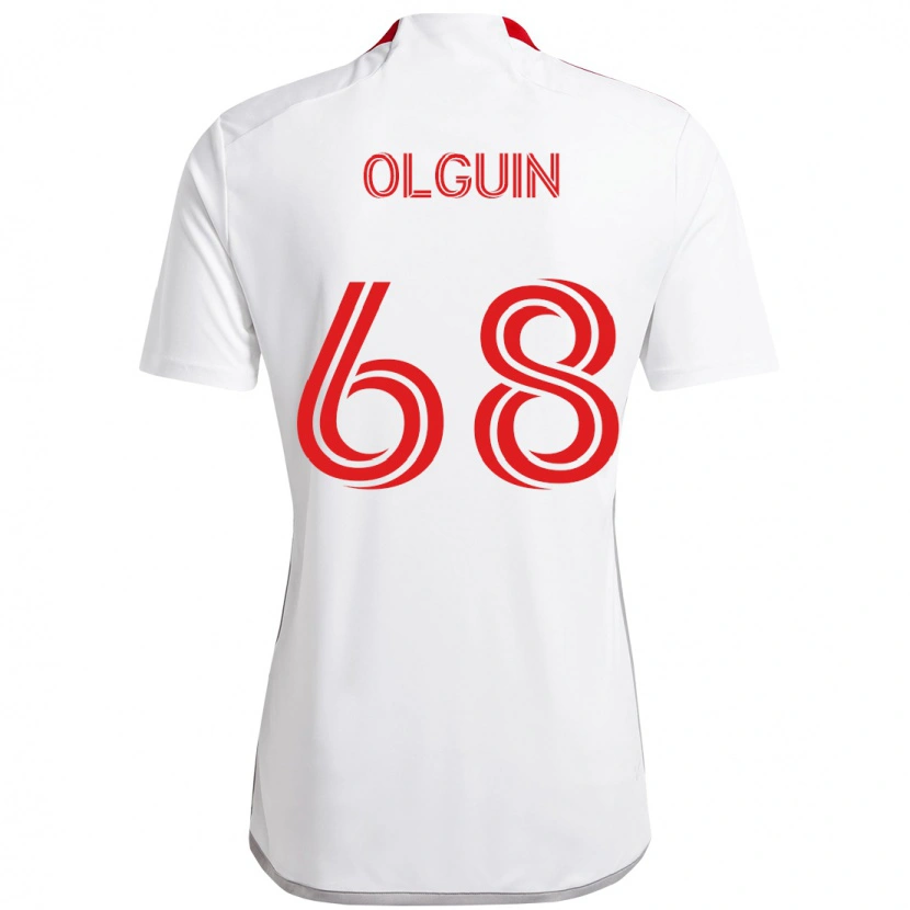 Danxen Hombre Camiseta Lucas Olguin #68 Rojo Blanco 2ª Equipación 2025/26 La Camisa México