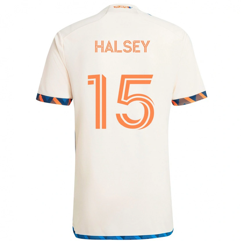 Danxen Hombre Camiseta Bret Halsey #15 Blanco Azul Naranja 2ª Equipación 2025/26 La Camisa México