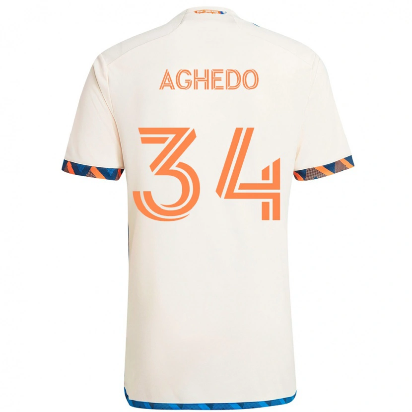 Danxen Hombre Camiseta London Aghedo #34 Blanco Azul Naranja 2ª Equipación 2025/26 La Camisa México