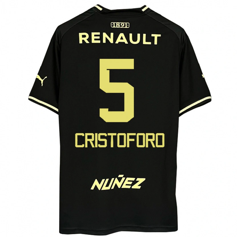 Danxen Hombre Camiseta Sebastián Cristóforo #5 Amarillo Negro 2ª Equipación 2025/26 La Camisa México