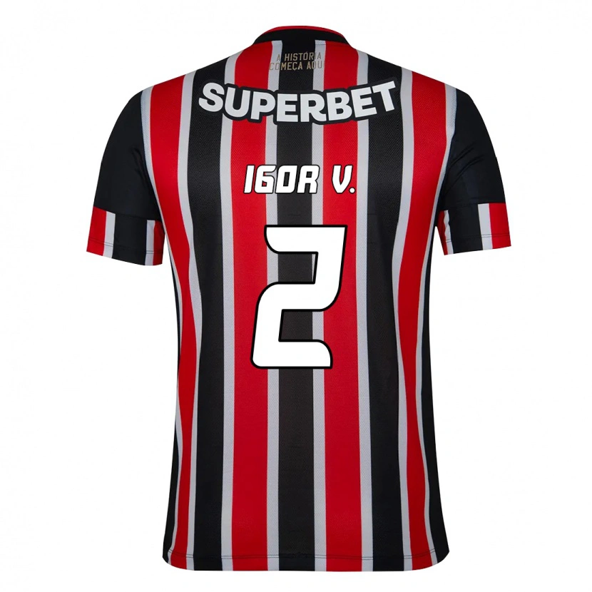 Danxen Hombre Camiseta Igor Vinícius #2 Rojo Negro Blanco 2ª Equipación 2025/26 La Camisa México