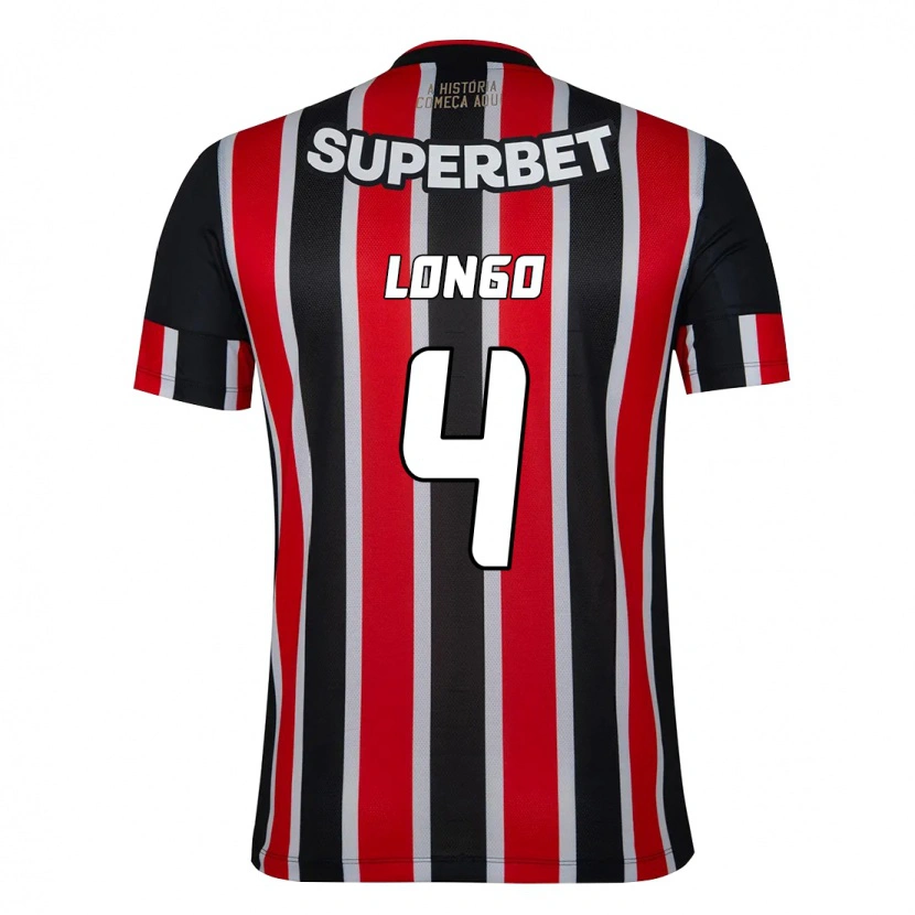 Danxen Hombre Camiseta Santiago Longo #4 Negro Rojo 2ª Equipación 2025/26 La Camisa México