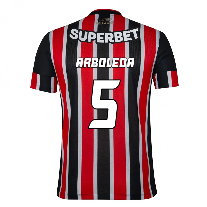 Danxen Hombre Camiseta Robert Arboleda #5 Rojo Negro Blanco 2ª Equipación 2025/26 La Camisa México