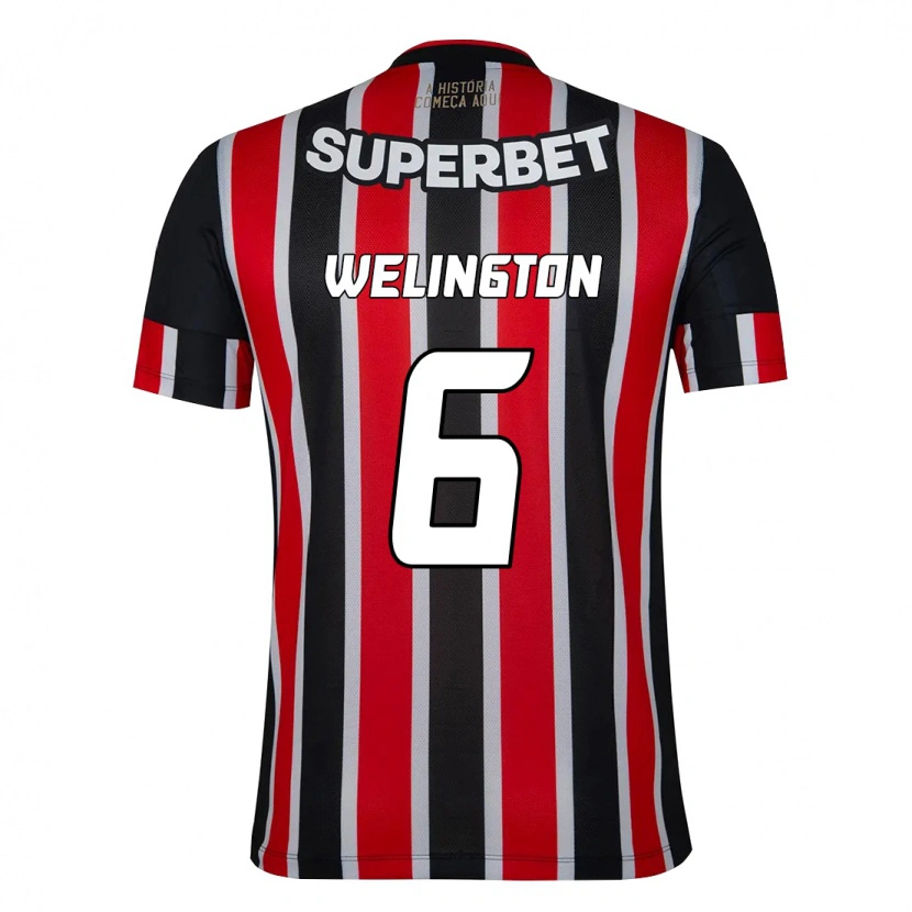 Danxen Hombre Camiseta Welington #6 Rojo Negro Blanco 2ª Equipación 2025/26 La Camisa México
