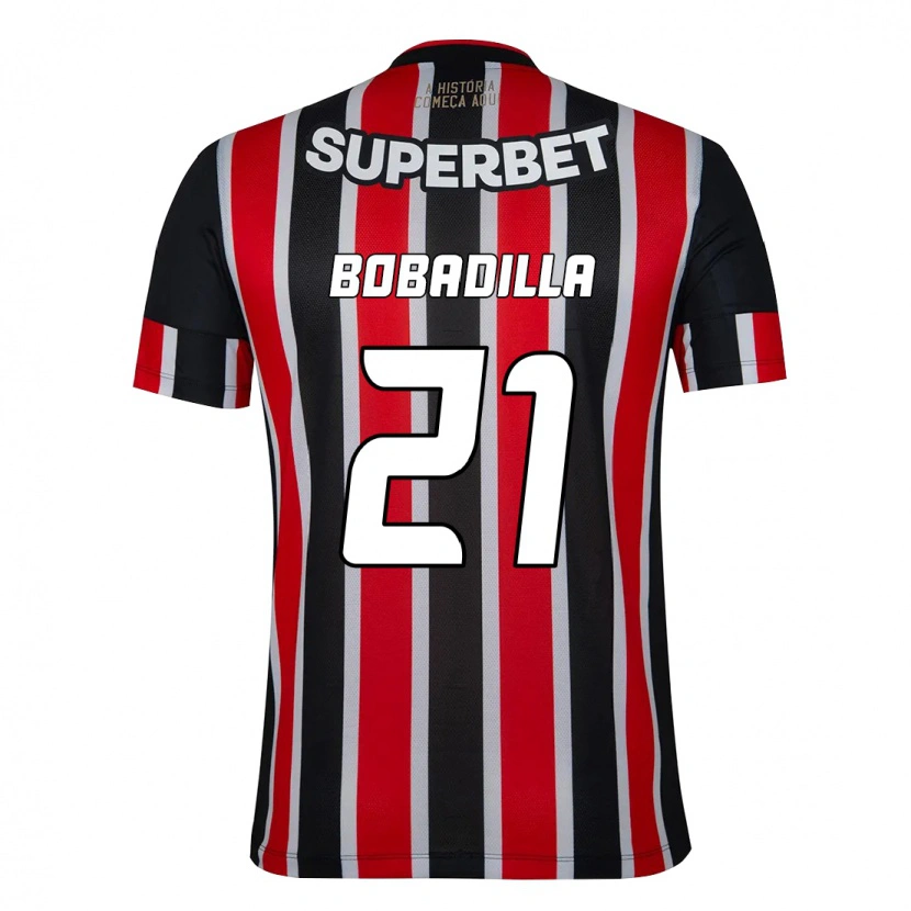 Danxen Hombre Camiseta Damián Bobadilla #21 Negro Rojo 2ª Equipación 2025/26 La Camisa México