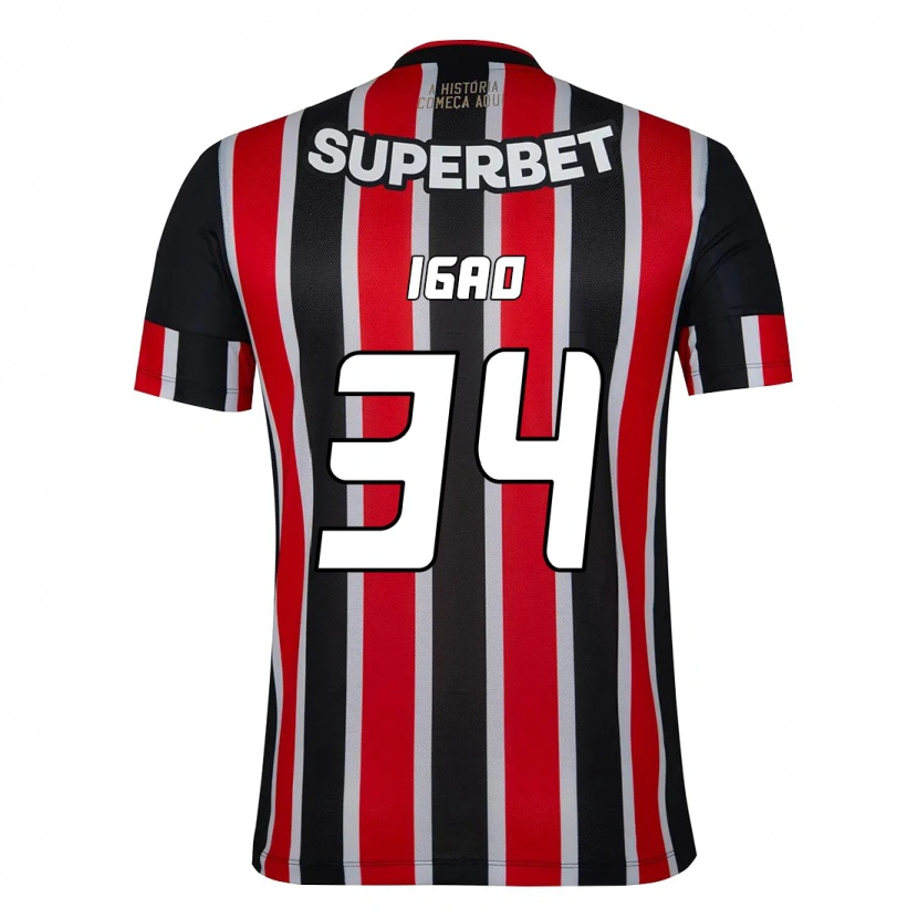 Danxen Hombre Camiseta Igão #34 Negro Rojo 2ª Equipación 2025/26 La Camisa México