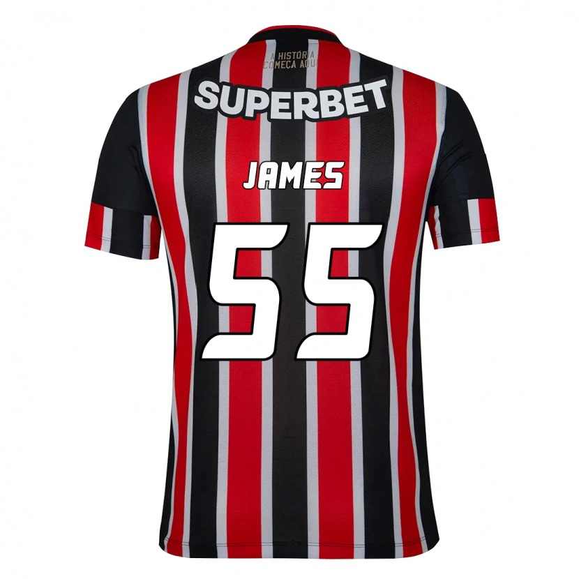 Danxen Hombre Camiseta James Rodriguez #55 Rojo Negro Blanco 2ª Equipación 2025/26 La Camisa México