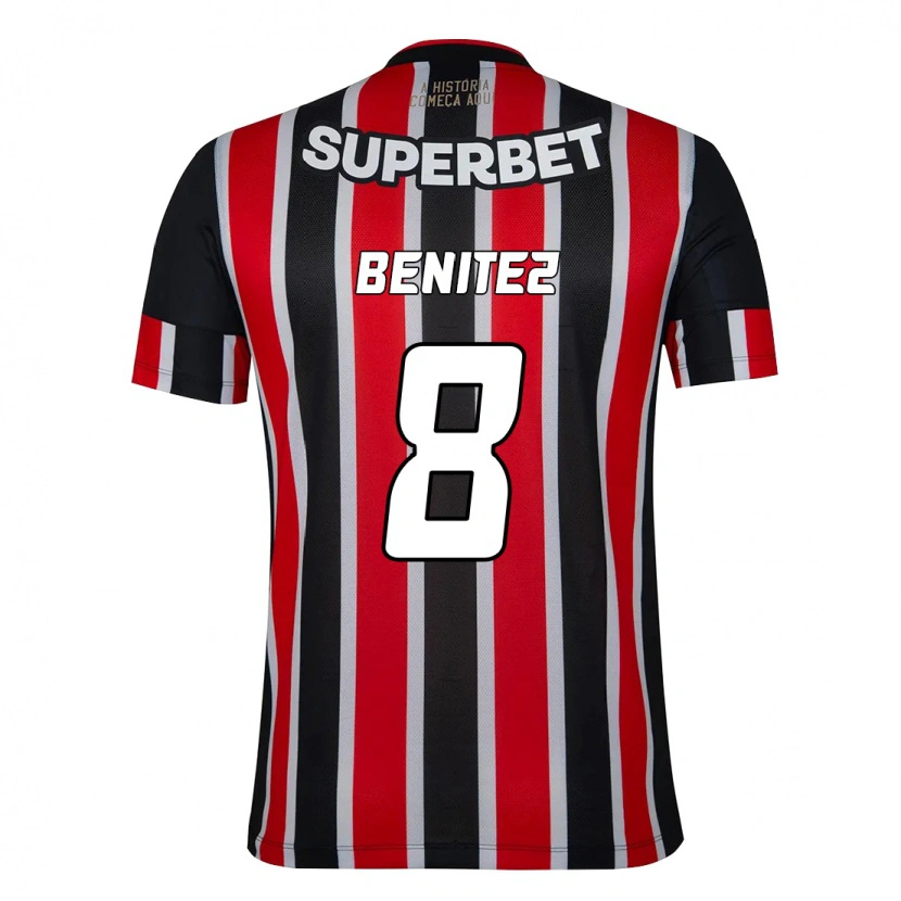 Danxen Hombre Camiseta Martin Benitez #8 Rojo Negro Blanco 2ª Equipación 2025/26 La Camisa México