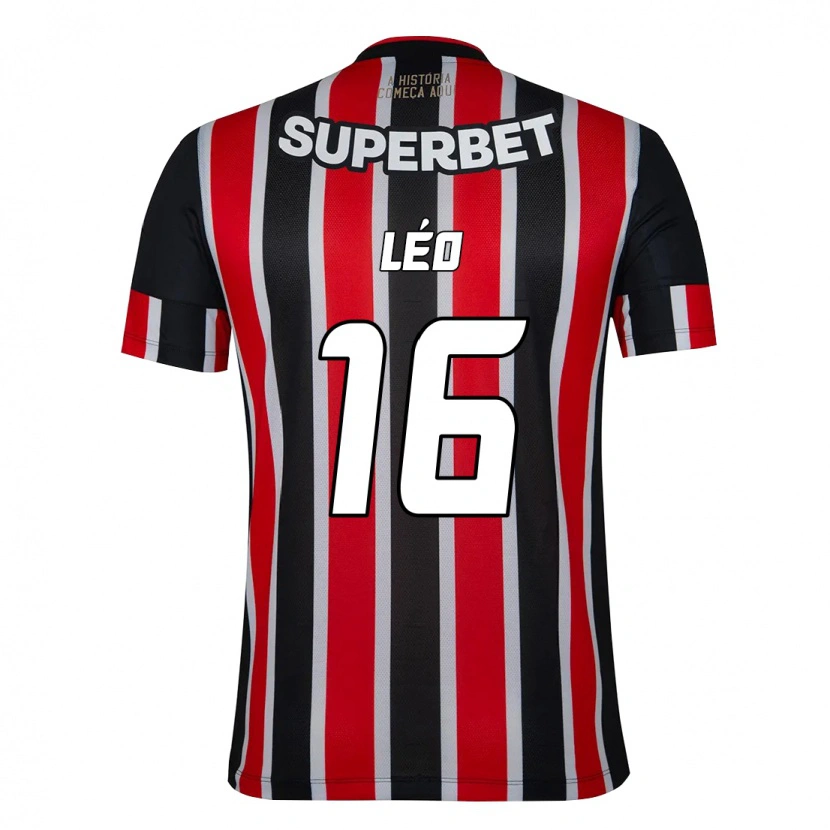 Danxen Hombre Camiseta Leo #16 Rojo Negro Blanco 2ª Equipación 2025/26 La Camisa México