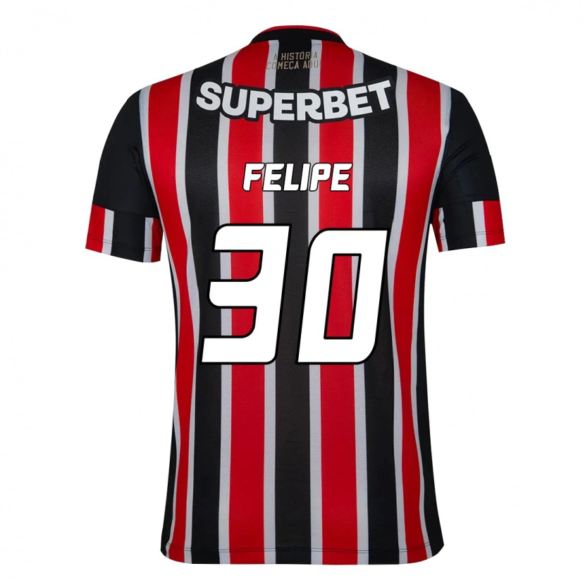 Danxen Hombre Camiseta Everton Felipe #30 Rojo Negro Blanco 2ª Equipación 2025/26 La Camisa México