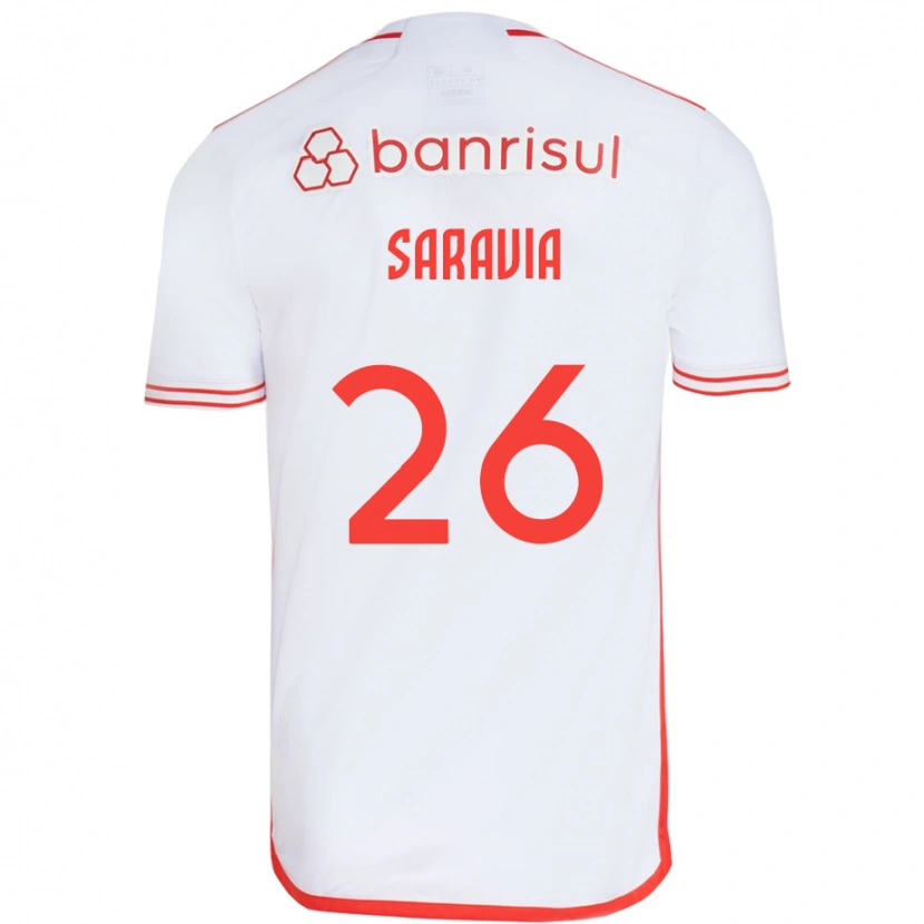 Danxen Hombre Camiseta Saravia #26 Blanco Rojo 2ª Equipación 2025/26 La Camisa México