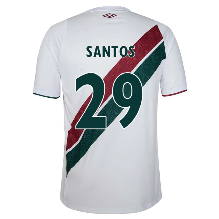 Danxen Hombre Camiseta Thiago Santos #29 Verde Granate Blanco 2ª Equipación 2025/26 La Camisa México