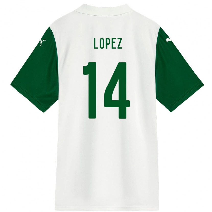 Danxen Hombre Camiseta David Lopez #14 Verde Blanco 2ª Equipación 2025/26 La Camisa México