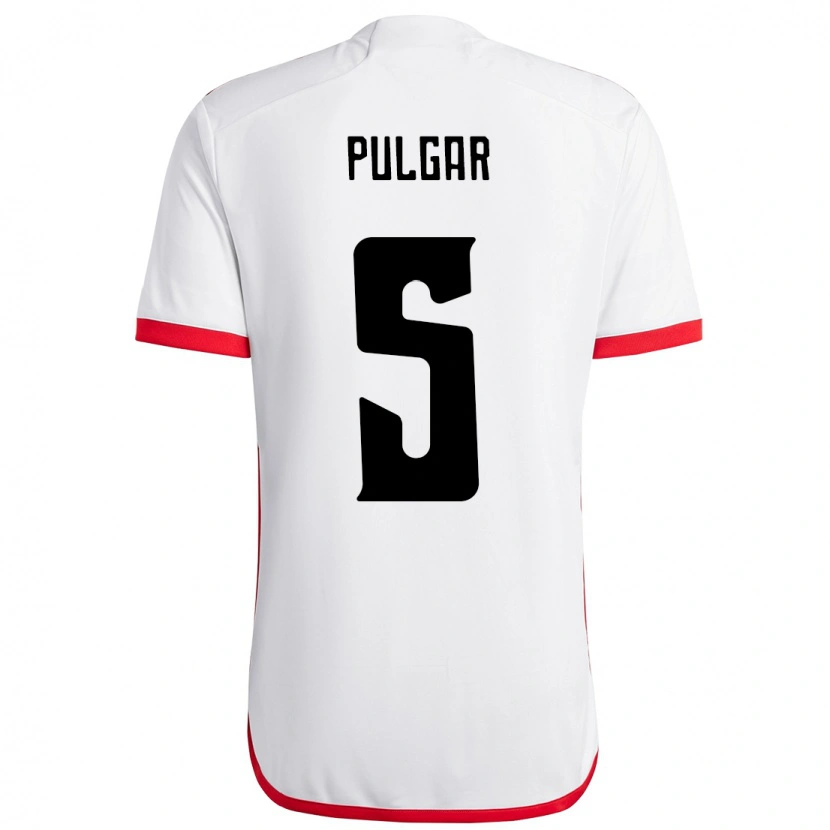 Danxen Hombre Camiseta Erick Pulgar #5 Blanco Rojo 2ª Equipación 2025/26 La Camisa México