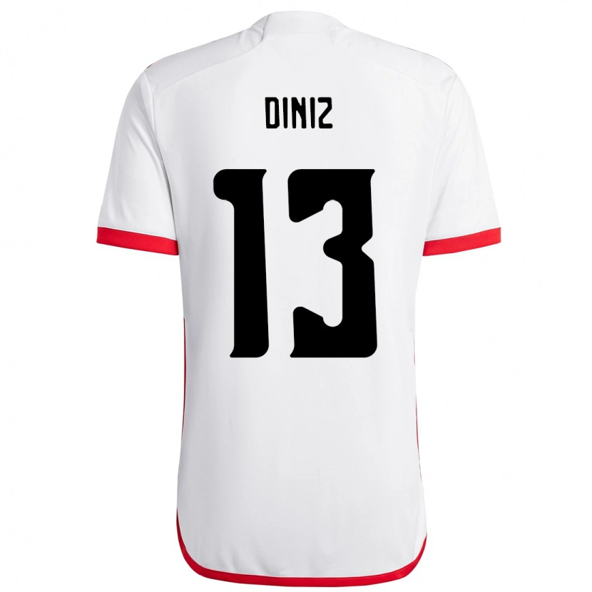 Danxen Hombre Camiseta Renata Diniz #13 Blanco Rojo 2ª Equipación 2025/26 La Camisa México