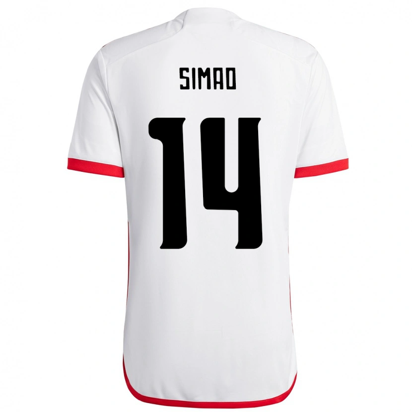 Danxen Hombre Camiseta Samhia Simao #14 Blanco Rojo 2ª Equipación 2025/26 La Camisa México