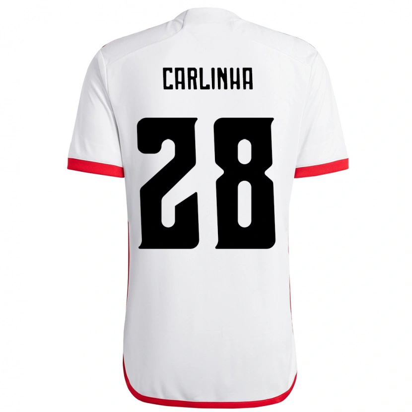 Danxen Hombre Camiseta Carlinha #28 Blanco Rojo 2ª Equipación 2025/26 La Camisa México
