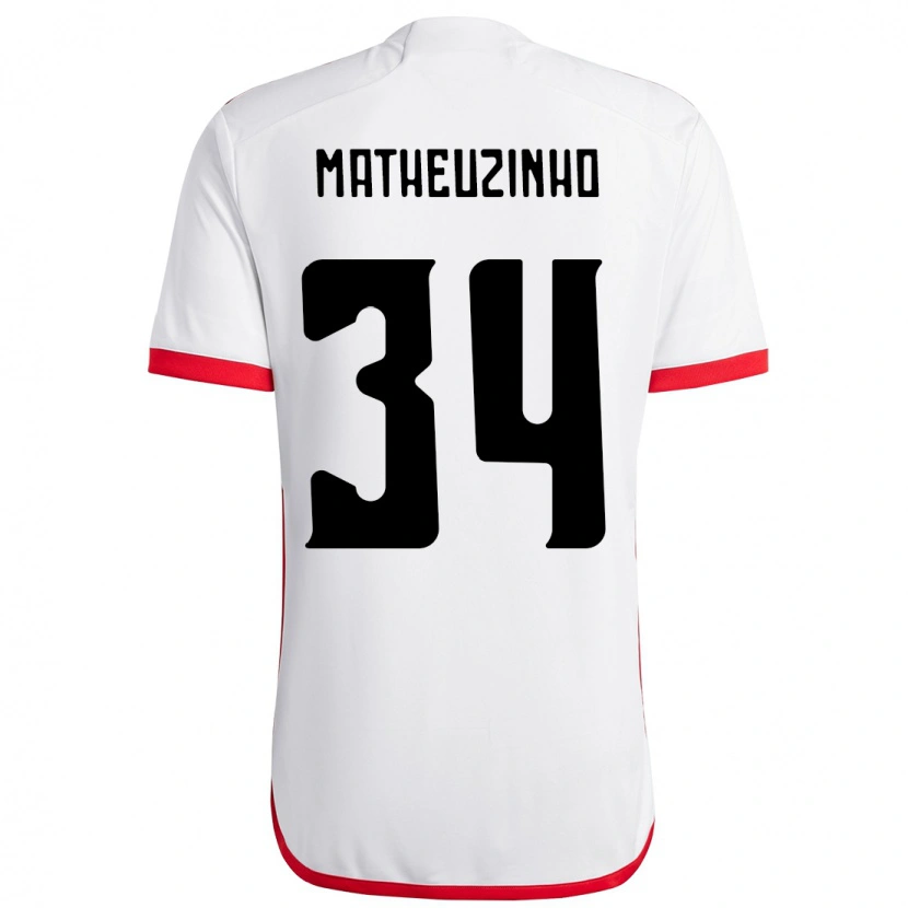 Danxen Hombre Camiseta Matheuzinho #34 Blanco Rojo 2ª Equipación 2025/26 La Camisa México
