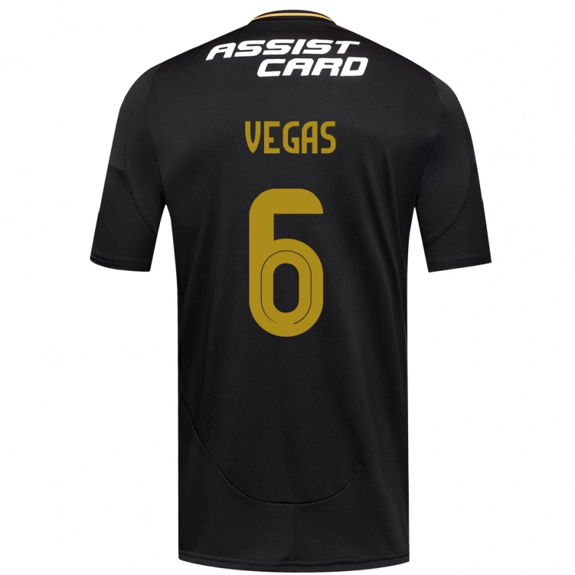 Danxen Hombre Camiseta Sebastián Vegas #6 Negro Blanco 2ª Equipación 2025/26 La Camisa México