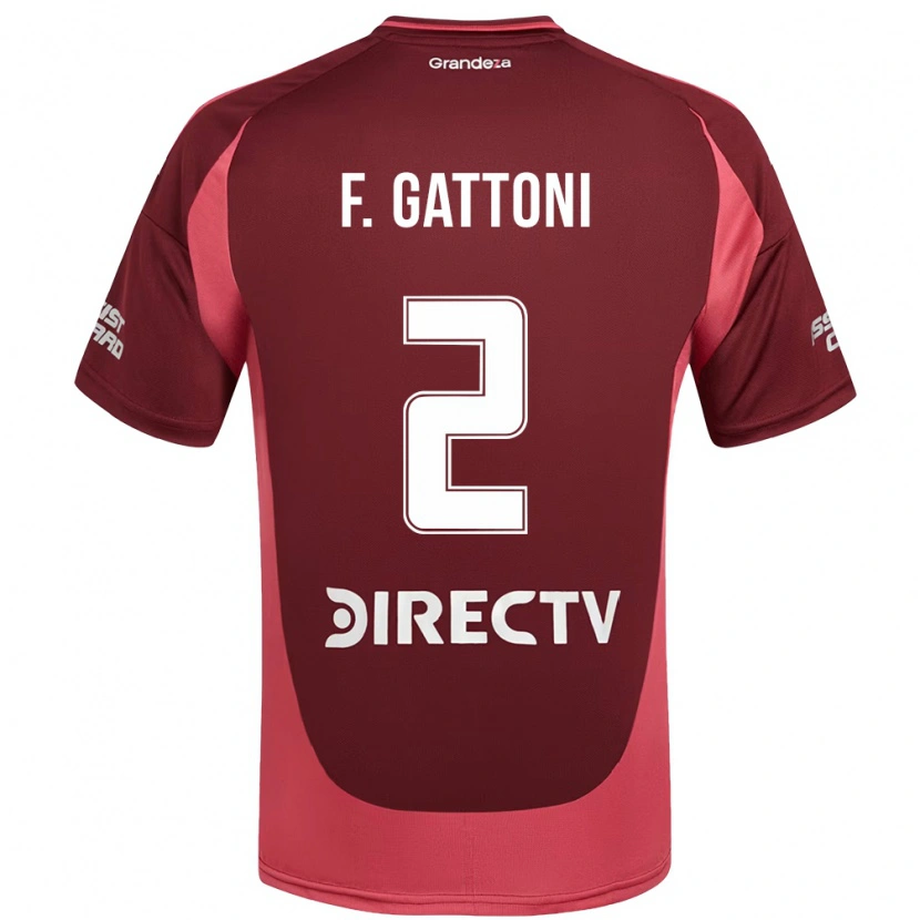 Danxen Hombre Camiseta Federico Gattoni #2 Borgoña Magenta 2ª Equipación 2025/26 La Camisa México