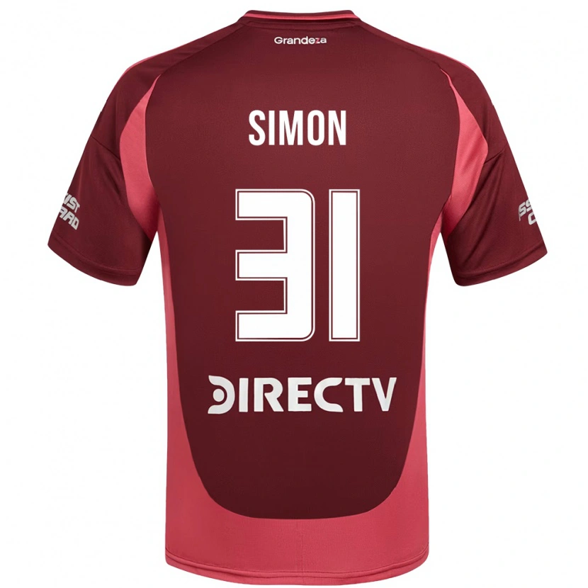 Danxen Hombre Camiseta Santiago Simón #31 Borgoña Magenta 2ª Equipación 2025/26 La Camisa México