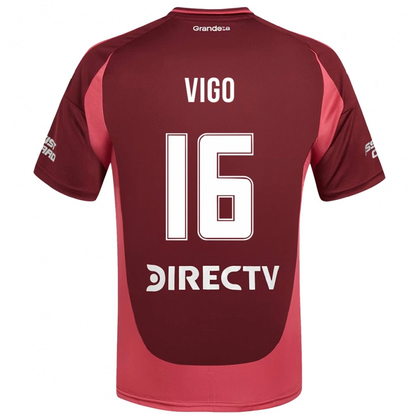 Danxen Hombre Camiseta Alex Vigo #16 Borgoña Magenta 2ª Equipación 2025/26 La Camisa México