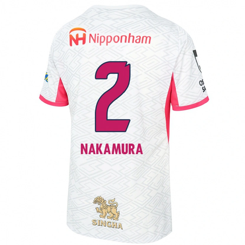 Danxen Hombre Camiseta Takumi Nakamura #2 Blanco Rosa Sakura 2ª Equipación 2025/26 La Camisa México