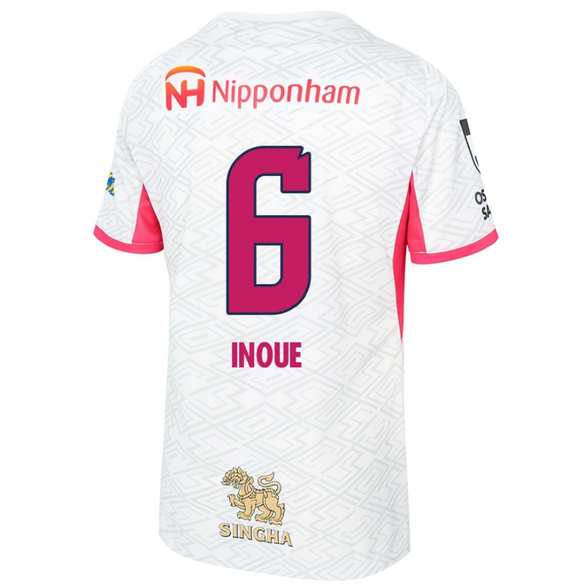 Danxen Hombre Camiseta Hina Inoue #6 Rosa Sakura Blanco 2ª Equipación 2025/26 La Camisa México