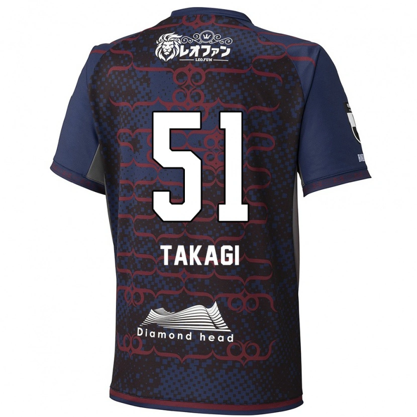 Danxen Hombre Camiseta Shun Takagi #51 Rojo Negro 2ª Equipación 2025/26 La Camisa México