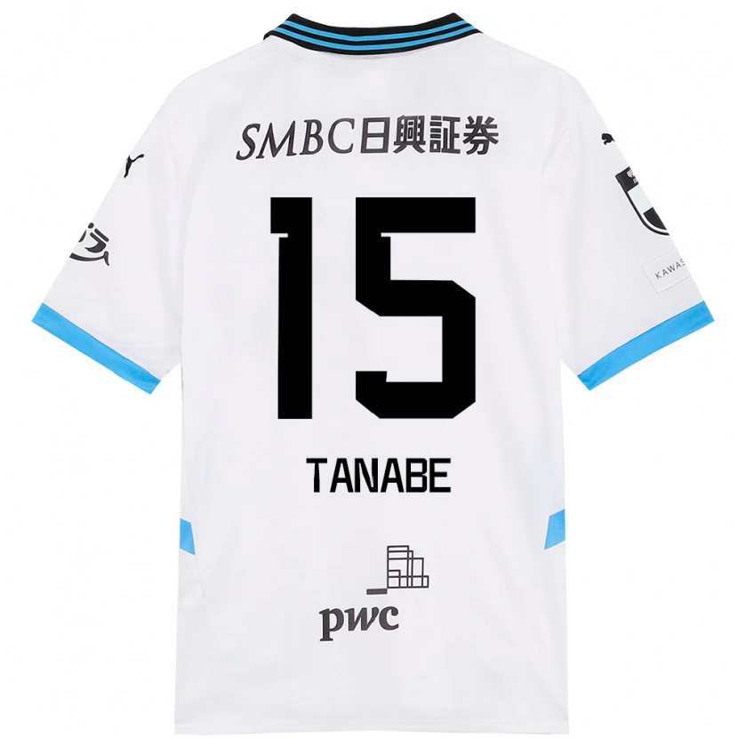 Danxen Hombre Camiseta Shuto Tanabe #15 Blanco Azul Celeste 2ª Equipación 2025/26 La Camisa México