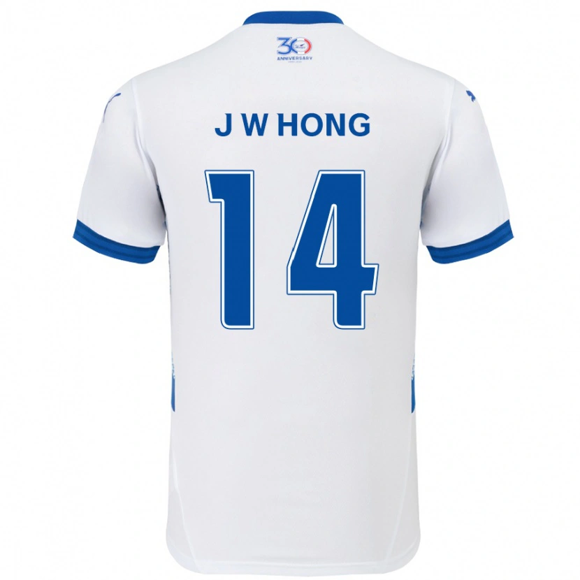 Danxen Hombre Camiseta Won-Jin Hong #14 Azul Real Blanco 2ª Equipación 2025/26 La Camisa México