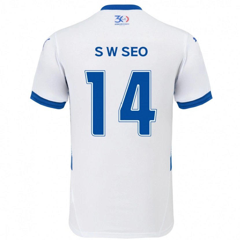 Danxen Hombre Camiseta Woo-Seong Seo #14 Azul Real Blanco 2ª Equipación 2025/26 La Camisa México