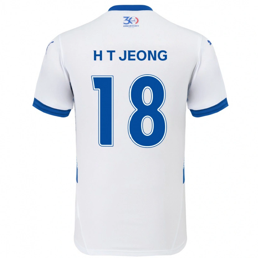 Danxen Hombre Camiseta Tae-Hwan Jeong #18 Azul Real Blanco 2ª Equipación 2025/26 La Camisa México