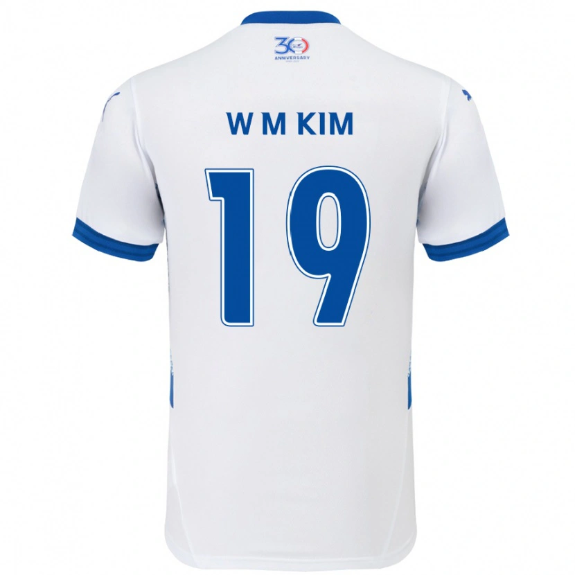 Danxen Hombre Camiseta Min-Woo Kim #19 Azul Real Blanco 2ª Equipación 2025/26 La Camisa México