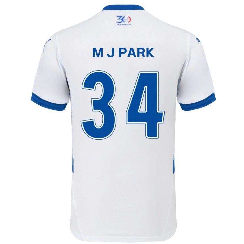 Danxen Hombre Camiseta Ji-Min Park #34 Blanco Azul Real 2ª Equipación 2025/26 La Camisa México