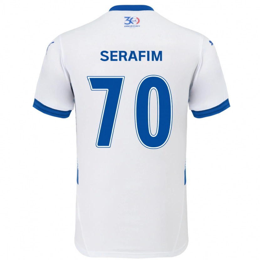 Danxen Hombre Camiseta Matheus Serafim #70 Azul Real Blanco 2ª Equipación 2025/26 La Camisa México
