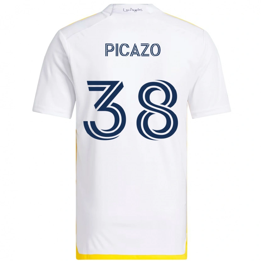Danxen Mujer Camiseta Axel Picazo #38 Blanco Amarillo 1ª Equipación 2025/26 La Camisa México
