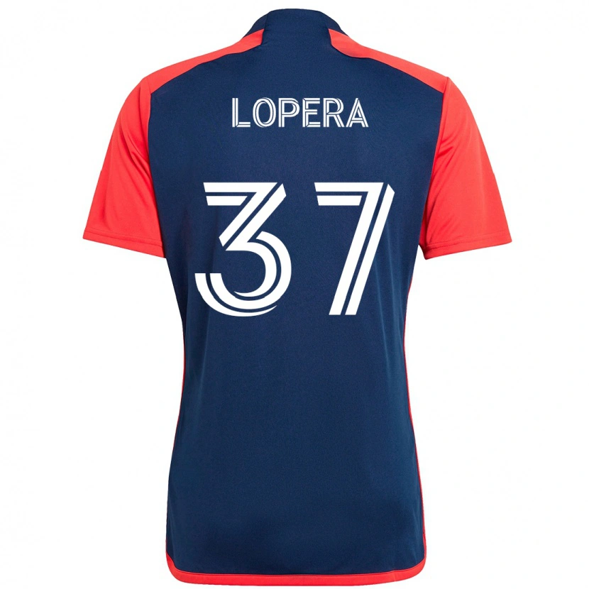 Danxen Mujer Camiseta Steban Lopera #37 Azul Rojo 1ª Equipación 2025/26 La Camisa México