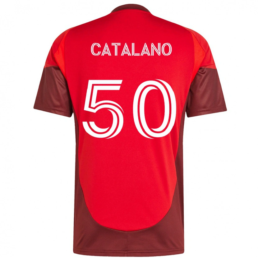 Danxen Mujer Camiseta Gianluca Catalano #50 Blanco Rojo 1ª Equipación 2025/26 La Camisa México