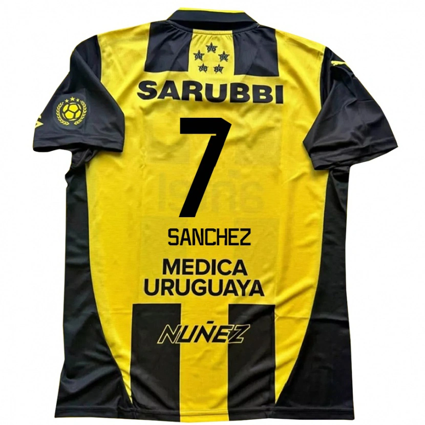 Danxen Mujer Camiseta Carlos Sánchez #7 Negro Amarillo 1ª Equipación 2025/26 La Camisa México